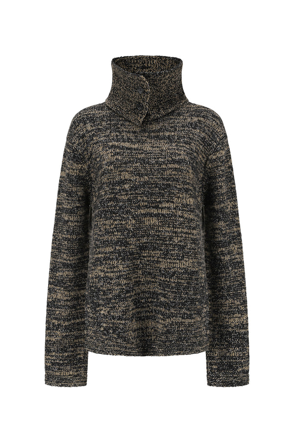 SWAYING 25 Autumn/Winter Neckline Detail Silk Wool Blend Oversized Sweater SW-SW25AW1T26C1S2-HEI Black